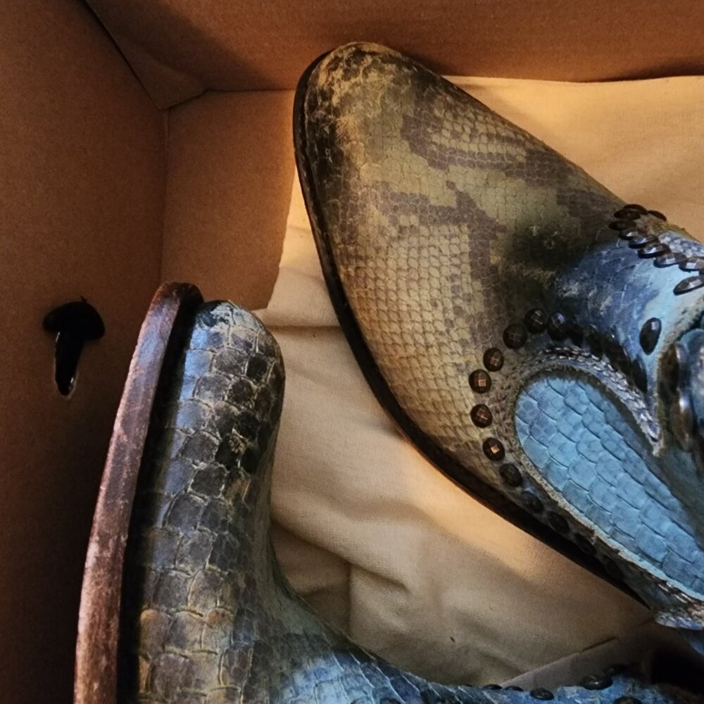 Worn Once "Liberty Black" Brand..Studded Python B… - image 5